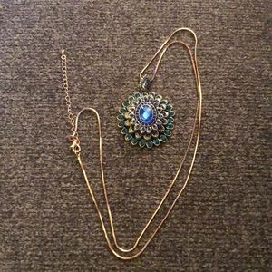 Stunning Blue, Teal, and Gold Necklace